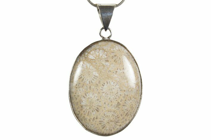 Polished Indonesian Fossil Coral Pendant (Necklace) #345303